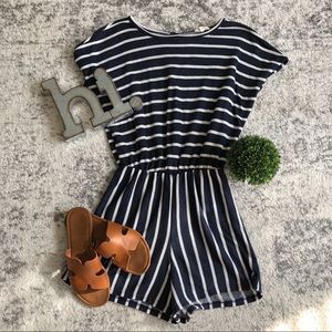 Navy Striped Romper | Size S